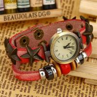 Unisex Wrist Watch, Full Grain Cowhide Leather, with Alloy, fashion jewelry & retractable 