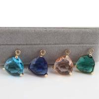 Crystal Brass Pendants, with Brass, gold color plated, DIY Approx 2mm [