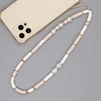 Polymer Clay Mobile Phone Lanyard, with Plastic Pearl, fashion jewelry & Unisex, mixed colors, 175mm 