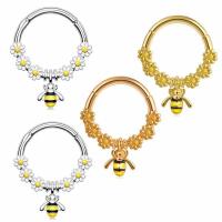 Stainless Steel Nose Piercing Jewelry, 304 Stainless Steel, with Brass, Bee, plated, Unisex & enamel 