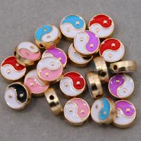Enamel Zinc Alloy Beads, Round, gold color plated, DIY 8mm, Approx [