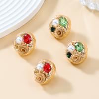 Plastic Pearl Zinc Alloy Earring, with acrylic rhinestone & Plastic Pearl, gold color plated, fashion jewelry & for woman 