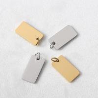Stainless Steel Tag Charm, 304 Stainless Steel, Rectangle, polished, DIY 