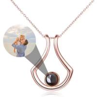 Titanium Steel Miniature Projection Necklace, fashion jewelry Chain length :45cm 