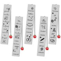 Stainless Steel Bookmark, 304 Stainless Steel, Unisex & with letter pattern & with rhinestone, original color 