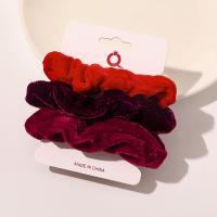 Hair Scrunchies, Pleuche, handmade, Christmas Design & three pieces & for woman [