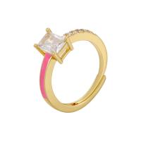 Cubic Zirconia Micro Pave Brass Finger Ring, plated, Adjustable & fashion jewelry & micro pave cubic zirconia & for woman & enamel Inner Approx 17mm 