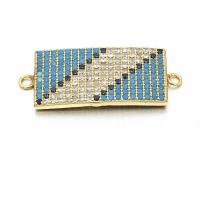 Cubic Zirconia Micro Pave Brass Connector, Rectangle, plated, DIY & micro pave cubic zirconia & 1/1 loop Approx 1.5mm 