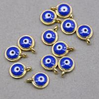 Mode-Evil Eye-Anhänger, Zinklegierung, rund, goldfarben plattiert, DIY & Emaille, blau, 12x9x4mm, ca. 100PCs/Tasche, verkauft von Tasche