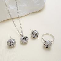 Fashion Zinc Alloy Jewelry Sets, Stud Earring & finger ring & necklace, plated, fashion jewelry & for woman 