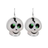 Resin Drop Earring, Skull, with LED light & Halloween Jewelry Gift & for woman 