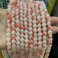 Kunstdruck Porzellan Perlen, rund, poliert, DIY, keine, 8mm, Länge:ca. 38 cm, 46PCs/Strang, verkauft von Strang