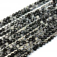 Schneeflocke Obsidian Perlen, rund, poliert, DIY & verschiedene Größen vorhanden, Länge:ca. 38 cm, verkauft von Strang