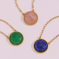 Gemstone Necklaces, 316L Stainless Steel, with Natural Stone, with 5cm extender chain, 18K gold plated, fashion jewelry & for woman Approx 40 cm 