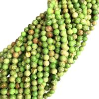 Eindruck Jaspis Perlen, Impression Jaspis, rund, poliert, DIY & verschiedene Größen vorhanden, grün, Länge:ca. 38 cm, verkauft von Strang
