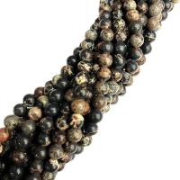 Eindruck Jaspis Perlen, Impression Jaspis, rund, poliert, DIY & verschiedene Größen vorhanden, schwarz, Länge:ca. 38 cm, verkauft von Strang