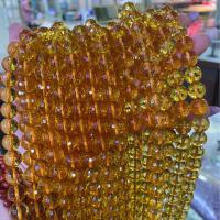 Citrin Naturperlen, Gelbquarz Perlen, rund, DIY & facettierte, gelb, 8mm, Länge:ca. 38 cm, verkauft von Strang