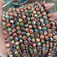 Eindruck Jaspis Perlen, Impression Jaspis, rund, DIY & verschiedene Größen vorhanden, gemischte Farben, Länge:ca. 38 cm, verkauft von Strang