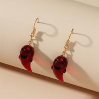 Resin Drop Earring, with Zinc Alloy, Ghost, gold color plated, Halloween Jewelry Gift & for woman 
