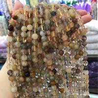 Perles Quartz rutile, Rond, DIY & normes différentes pour le choix, couleurs mélangées Environ 38 cm, Vendu par brin