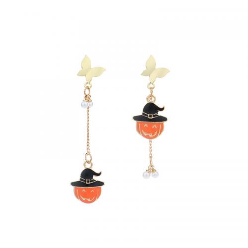 Zinc Alloy Drop Earring, with Plastic Pearl, plated, Halloween Jewelry Gift & for woman & enamel, 40mm 