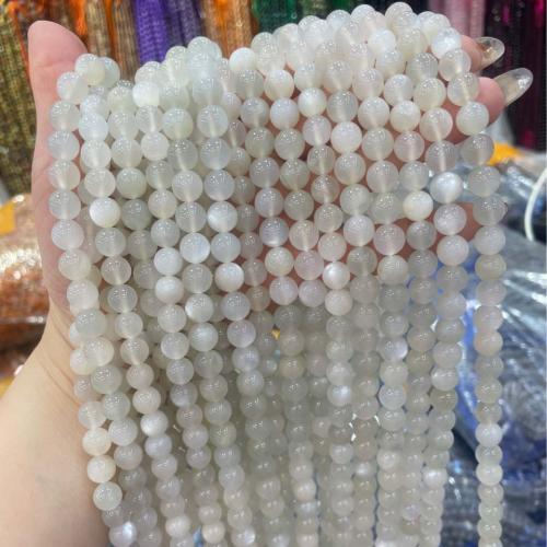 Mondstein Perlen, rund, DIY & verschiedene Größen vorhanden, weiß, Länge:ca. 38 cm, verkauft von Strang