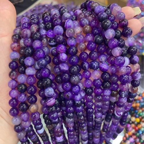 Natural Lace Agate Beads, Round, DIY purple Approx 38 cm 