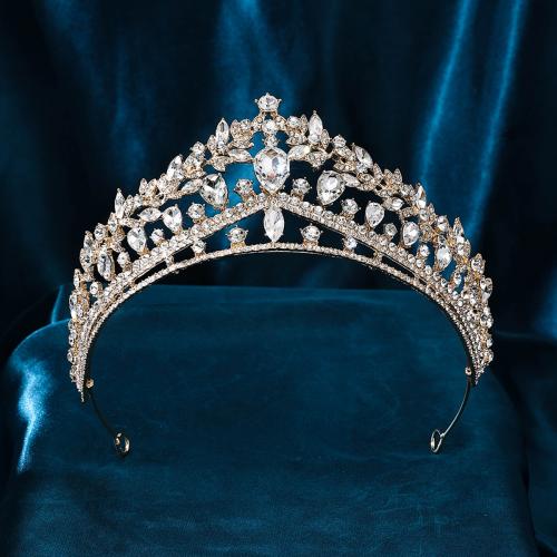 Bridal Tiaras, Zinc Alloy, gold color plated, fashion jewelry & for woman & with rhinestone, golden 