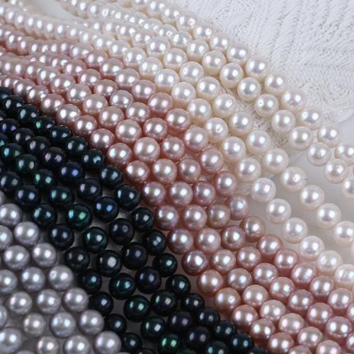 Perles de nacre rondes de culture d'eau douce, perle d'eau douce cultivée, DIY, plus de couleurs à choisir, 8-9mm Environ 36 cm, Vendu par brin