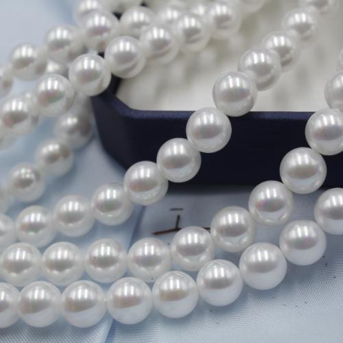 Perles de nacre en verre, perle de verre, Rond, DIY & normes différentes pour le choix, blanc Environ 40 cm, Vendu par brin