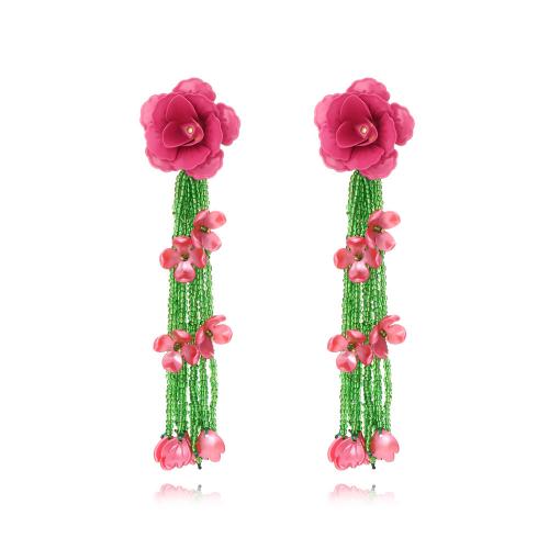 Glass Seed Beads Earring, Seedbead, with Resin, Flower, fashion jewelry & for woman 
