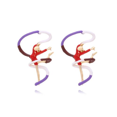 Zinc Alloy Stud Earring, Girl, gold color plated, fashion jewelry & for woman & enamel, mixed colors 