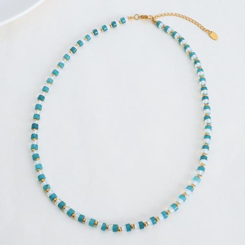 Colliers de pierres précieuses, Acier titane, avec Opale, avec 5cm chaînes de rallonge, bijoux de mode & pour femme Environ 40 cm, Vendu par PC