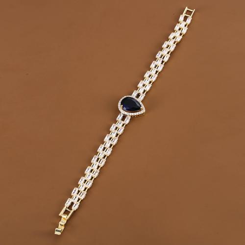 Cubic Zirconia Micro Pave Brass Bracelet, plated, fashion jewelry & micro pave cubic zirconia & for woman Approx 18 cm 