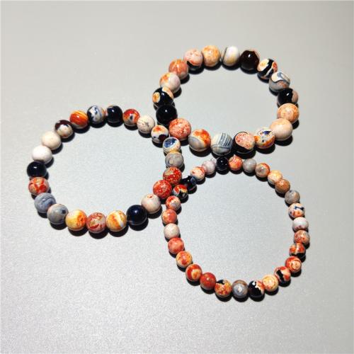 Agate Bracelets, Round, fashion jewelry & Unisex mixed colors Approx 18 cm 