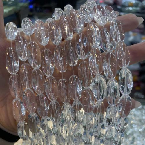 Perlas de cristal de moda, Redondo Aplanado, Bricolaje, Cristal claro, 12x18mm, longitud:aproximado 38 cm, Vendido por Sarta