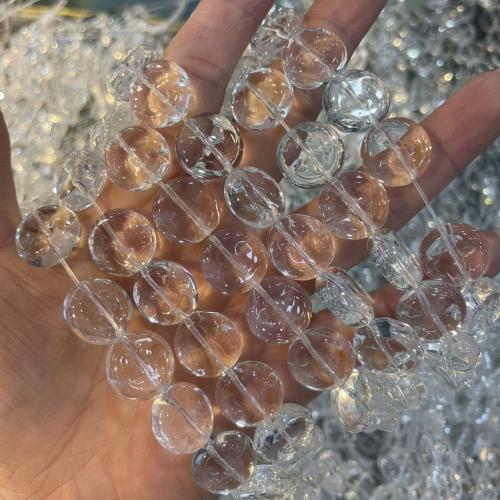 Perlas de cristal de moda, Redondo aplanado, Bricolaje, Cristal claro, 16x16mm, longitud:aproximado 38 cm, Vendido por Sarta