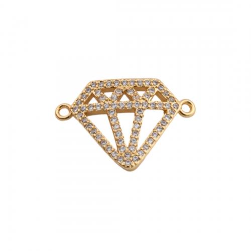 Cubic Zirconia Micro Pave Brass Connector, 14K gold plated, DIY & micro pave cubic zirconia Approx 1mm 