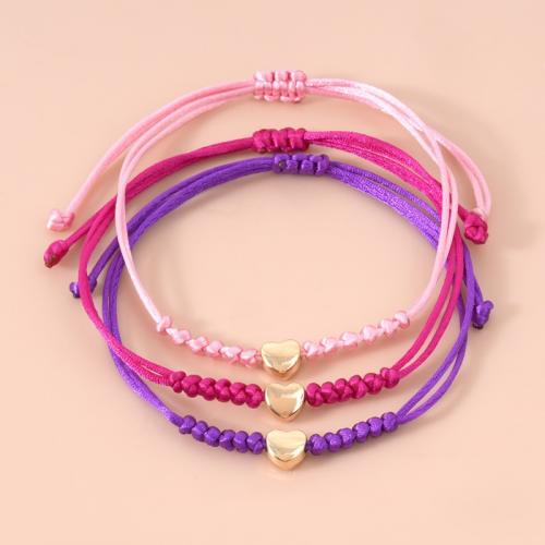 Nylon Cord Bracelets, Zinc Alloy, with Milan Cord, handmade, Length Adjustable & three pieces & fashion jewelry & for woman Approx 16-30 cm 