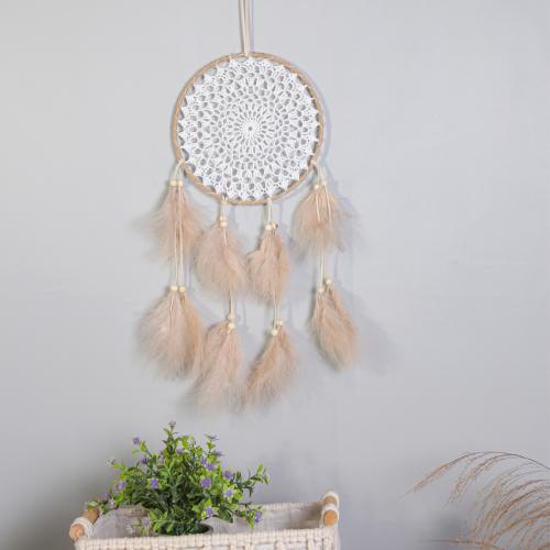 Fashion Dream Catcher, Feather, with Rattan & Nylon & Iron, handmade, for home and office, pink, 500mm 