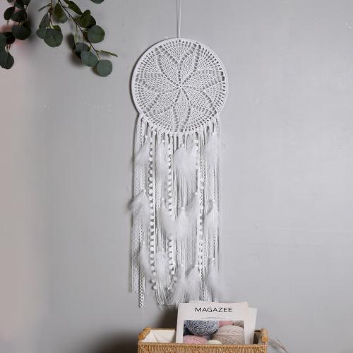 Fashion Dream Catcher, Feather, with Lace & Nylon & Iron, handmade, for home and office, white, 900mm 