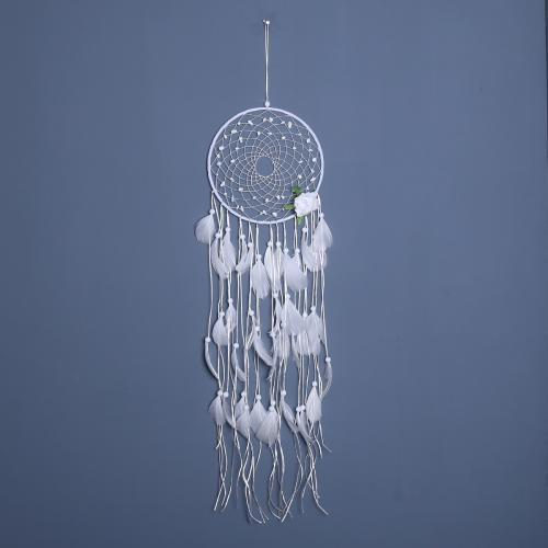 Fashion Dream Catcher, Feather, with Rattan & Nylon & Iron, handmade, for home and office, white, 700mm 