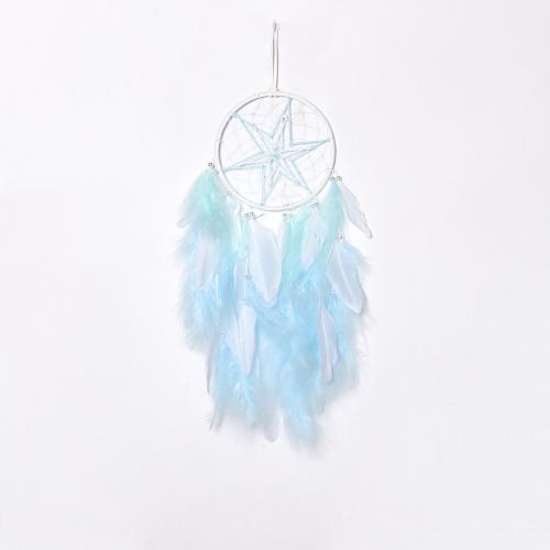 Fashion Dream Catcher, Feather, with Rattan & Nylon & Iron, handmade, for home and office, blue, 500mm 