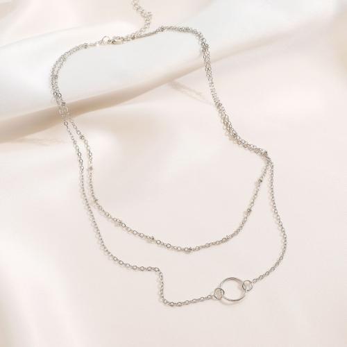 Zinc Alloy Necklace, with 5cm extender chain, plated, Double Layer & fashion jewelry & for woman Approx 40 cm, Approx 45.3 cm 