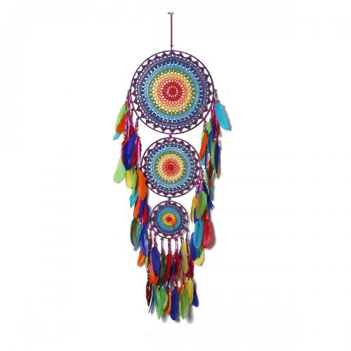 Fashion Dream Catcher, Feather, with Rattan & Nylon & Iron, handmade, for home and office, multi-colored, 1100mm 