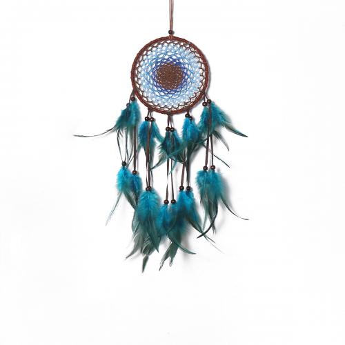 Fashion Dream Catcher, Feather, with Rattan & Nylon & Iron, handmade, for home and office, mixed colors, 480mm 