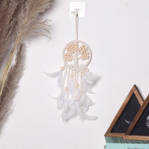 Fashion Dream Catcher, Feather, with Cotton Thread & Iron, handmade, for home and office, white, 320mm 