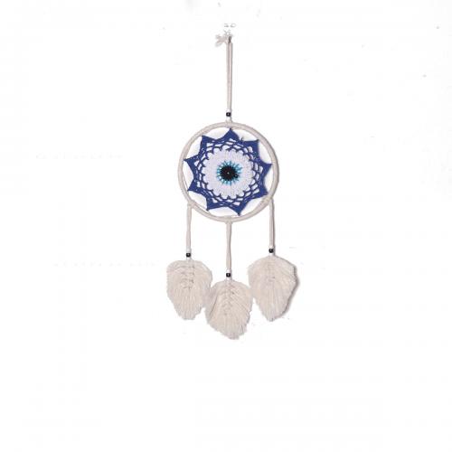 Fashion Dream Catcher, Cotton Thread, with Iron, handmade, for home and office & evil eye pattern, white, 350mm 