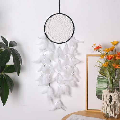 Fashion Dream Catcher, Feather, with Rattan & Nylon & Iron, handmade, for home and office, white, 680mm 