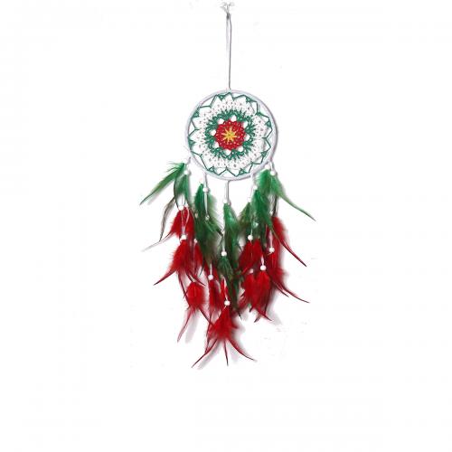 Fashion Dream Catcher, Feather, with Rattan & Nylon & Iron, handmade, for home and office, mixed colors, 500mm 